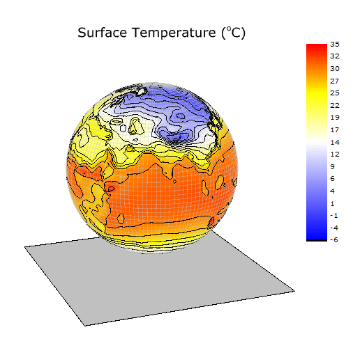 地球表面の等温線図