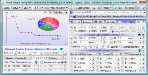 Whole Pattern Fitting(WPF) 機能を利用するときの設定画面