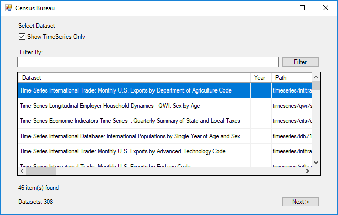 US CENSUS database
