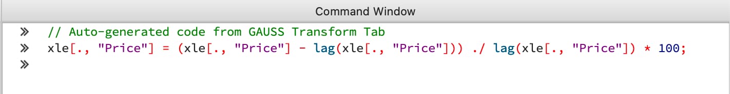 Transformタブでのコードの生成