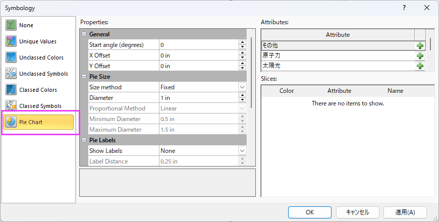 円グラフを選択