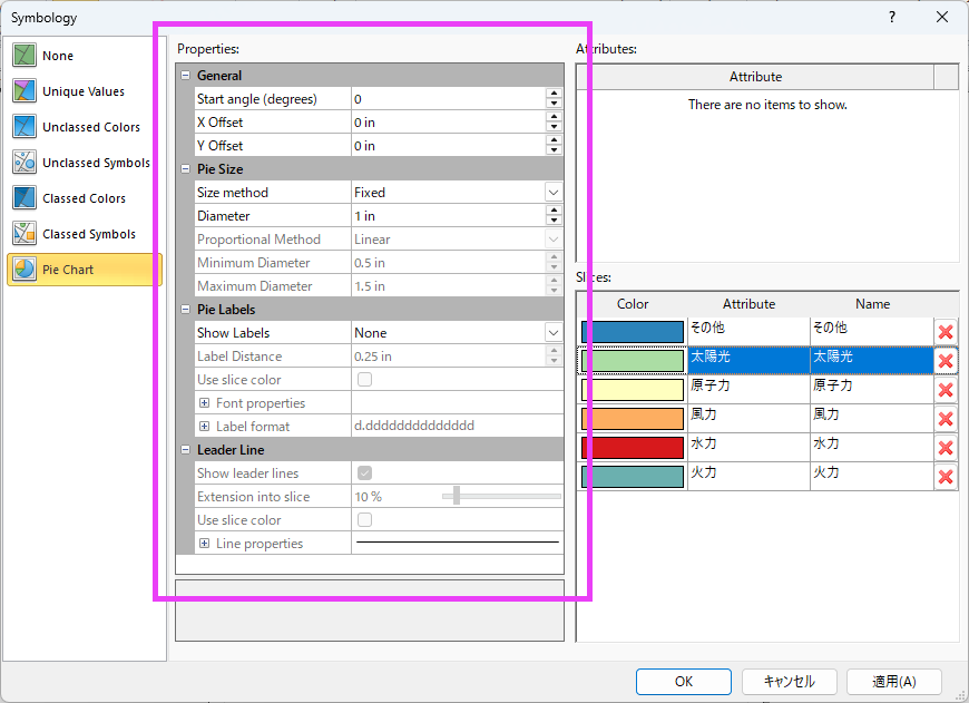円グラフの仕様を編集