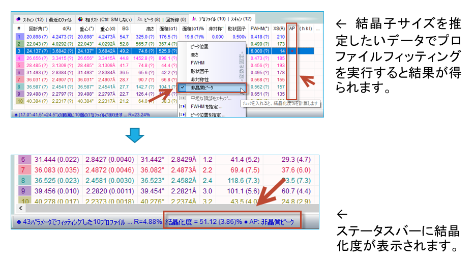 JADEで結晶化度を算出