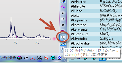 プロットウィンドウの右にあるアイコンから表示