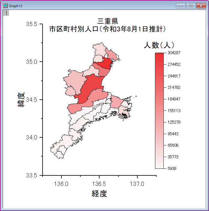 三重県市区町村別人口塗りつぶしグラフ