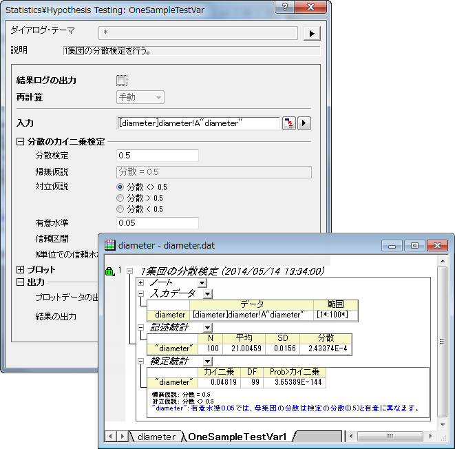 1集団の分散の検定